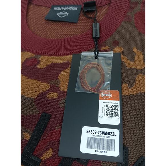 NWT Harley-Davidson® Men's Sweater-Knit Red/Camo 96309-23VM/000L Men’s XXL - Picture 4 of 6